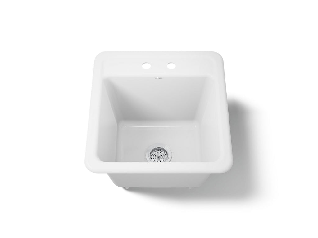 KOHLER K-19022-2-0 Park Falls 21" Top-/Undermount Single-Bowl Utility Sink - White