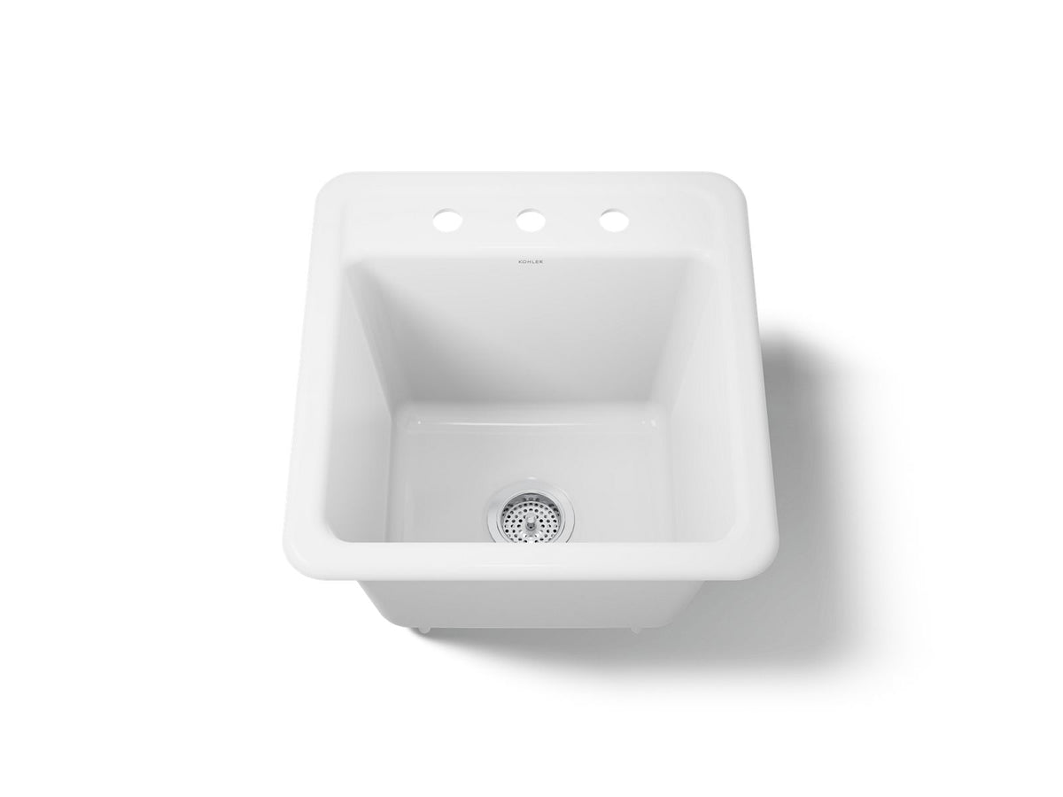 KOHLER K-19022-3-0 Park Falls 21" Top-/Undermount Single-Bowl Utility Sink - White