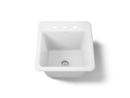 KOHLER K-19022-3-0 Park Falls 21" top-/undermount single-bowl utility sink - White