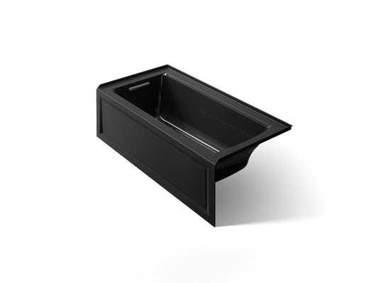 KOHLER K-1946-LAW-7 Archer 60" x 30" alcove bath with Bask heated surface, alcove left drain - Black Black