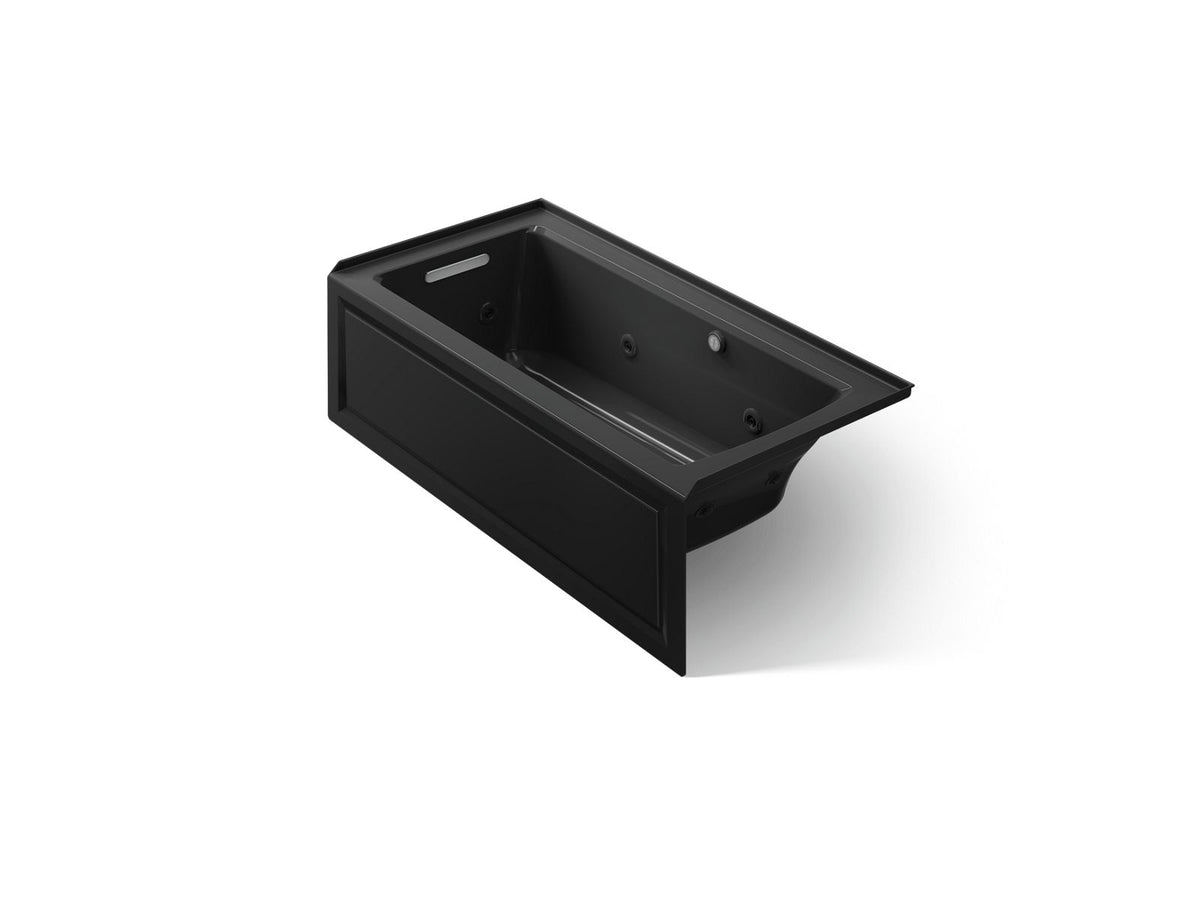 KOHLER K-1947-LAW-7 Archer 60" X 30" Alcove Whirlpool Bath With Bask Heated Surface, Left Drain - Black Black