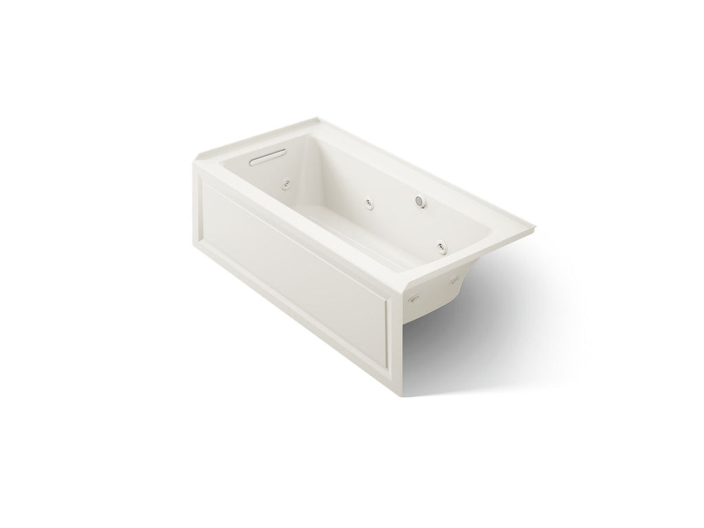 KOHLER K-1947-LAW-96 Archer 60" X 30" Alcove Whirlpool Bath With Bask Heated Surface, Left Drain - Biscuit
