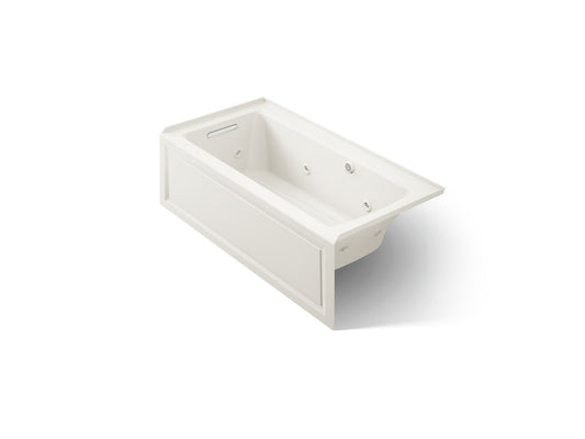 KOHLER K-1947-LAW-96 Archer 60" x 30" alcove whirlpool bath with Bask heated surface, left drain - Biscuit