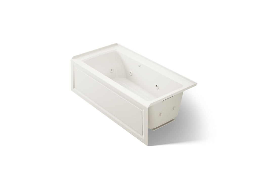 KOHLER K-1947-RAW-96 Archer 60" X 30" Alcove Whirlpool Bath With Bask Heated Surface, Right Drain - Biscuit