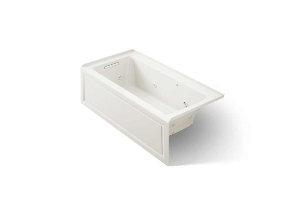 KOHLER K-1947-XGHLA-96 Archer 60" X 30" Alcove Heated Bubblemassage Air Bath And Whirlpool, Left Drain - Biscuit