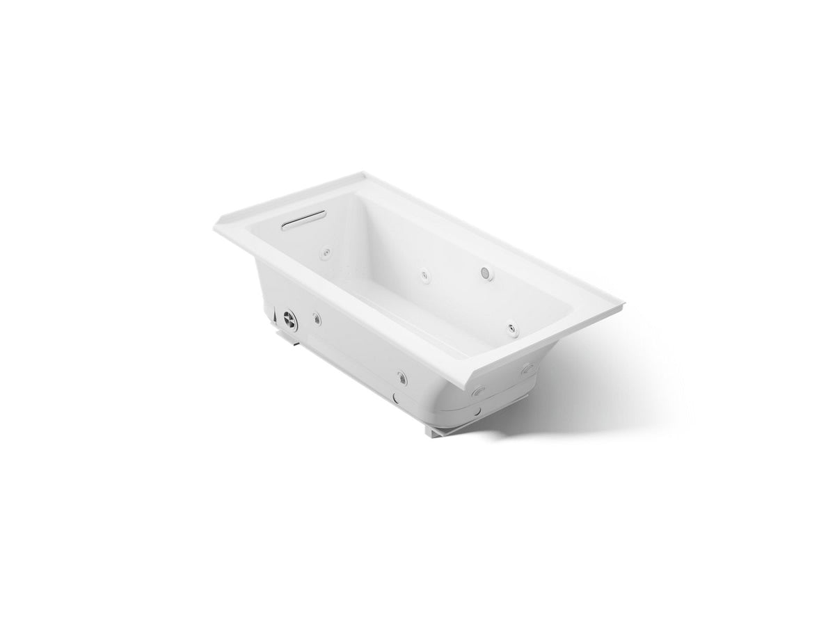 KOHLER K-1947-XHGHL-0 Archer 60" X 30" Alcove Heated Bubblemassage Air Bath And Whirlpool, Left Drain - White