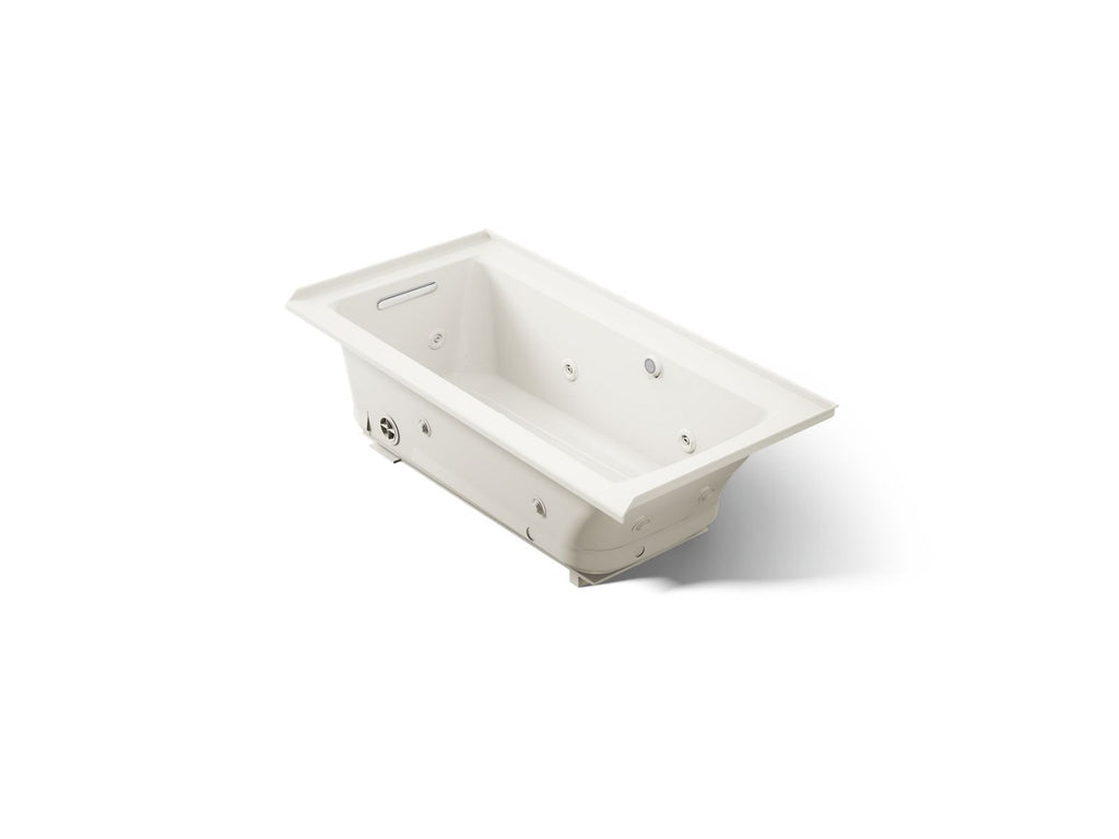 KOHLER K-1947-XHGHL-96 Archer 60" X 30" Alcove Heated Bubblemassage Air Bath And Whirlpool, Left Drain - Biscuit