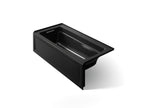 KOHLER K-1948-LAW-7 Archer 66" X 32" Alcove Bath With Bask Heated Surface, Left Drain - Black Black