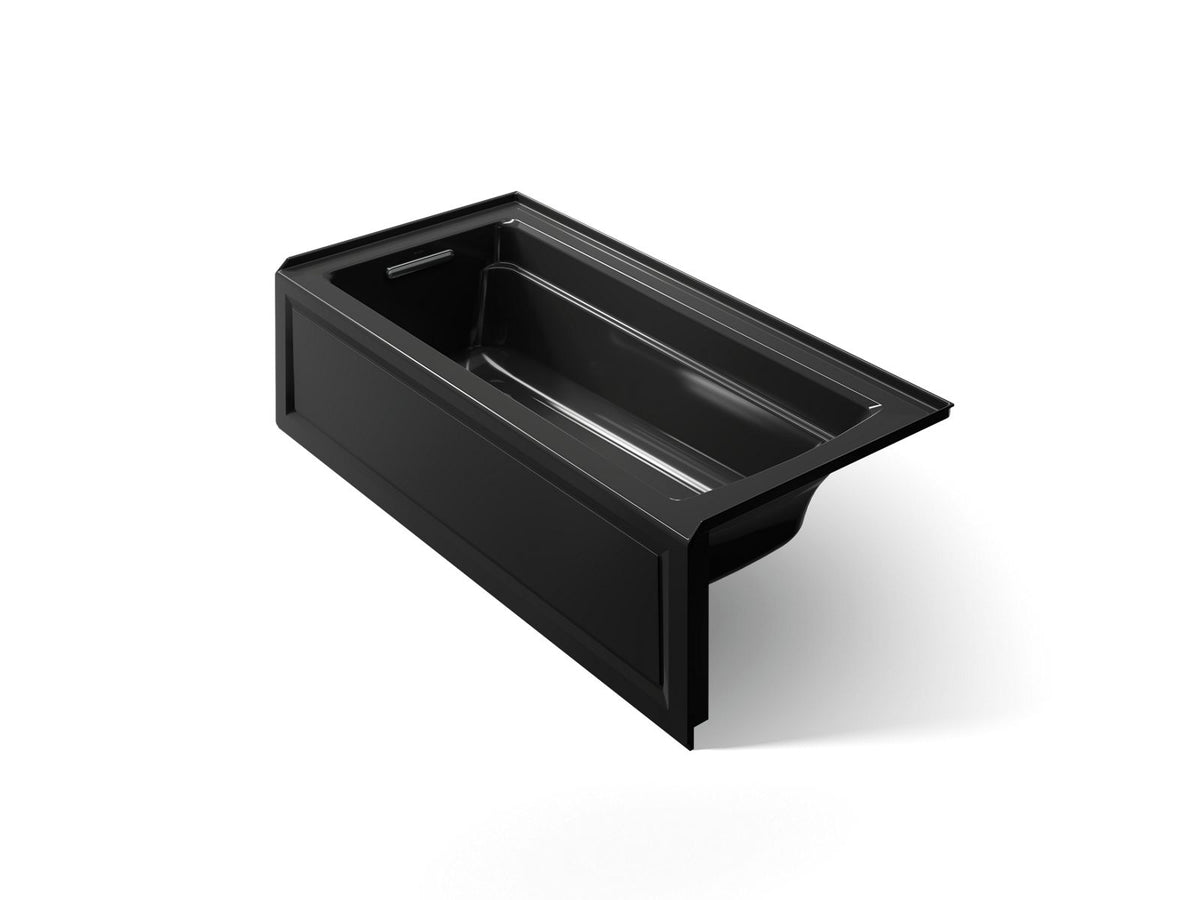 KOHLER K-1948-LAW-7 Archer 66" X 32" Alcove Bath With Bask Heated Surface, Left Drain - Black Black