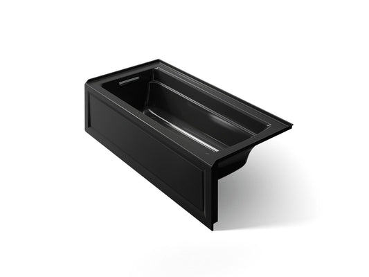 KOHLER K-1948-LAW-7 Archer 66" x 32" alcove bath with Bask heated surface, left drain - Black Black