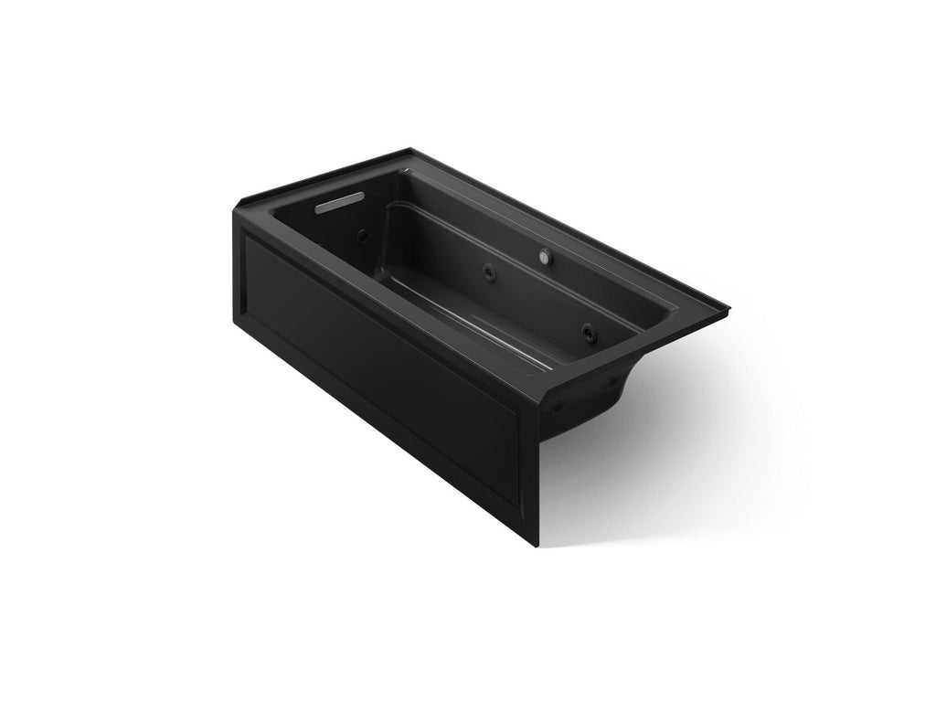 KOHLER K-1949-LAW-7 Archer 66" X 32" Alcove Whirlpool Bath With Bask Heated Surface, Left Drain - Black Black