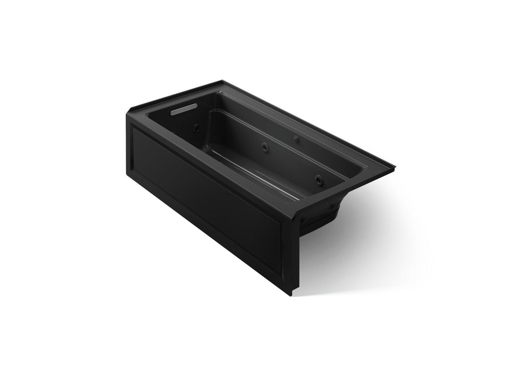 KOHLER K-1949-XGHLA-7 Archer 66" X 32" Alcove Heated Bubblemassage Air Bath And Whirlpool, Left Drain - Black Black