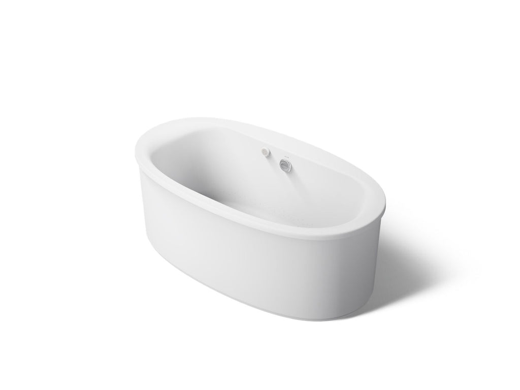 KOHLER K-1966-GH-0 Sunstruck 65-1/2" X 35-1/2" Freestanding Heated Bubblemassage Air Bath With Straight Shroud - White