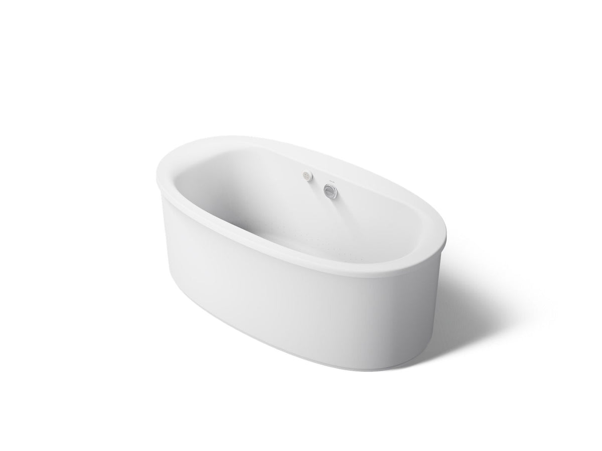 KOHLER K-1966-GH-0 Sunstruck 65-1/2" X 35-1/2" Freestanding Heated Bubblemassage Air Bath With Straight Shroud - White