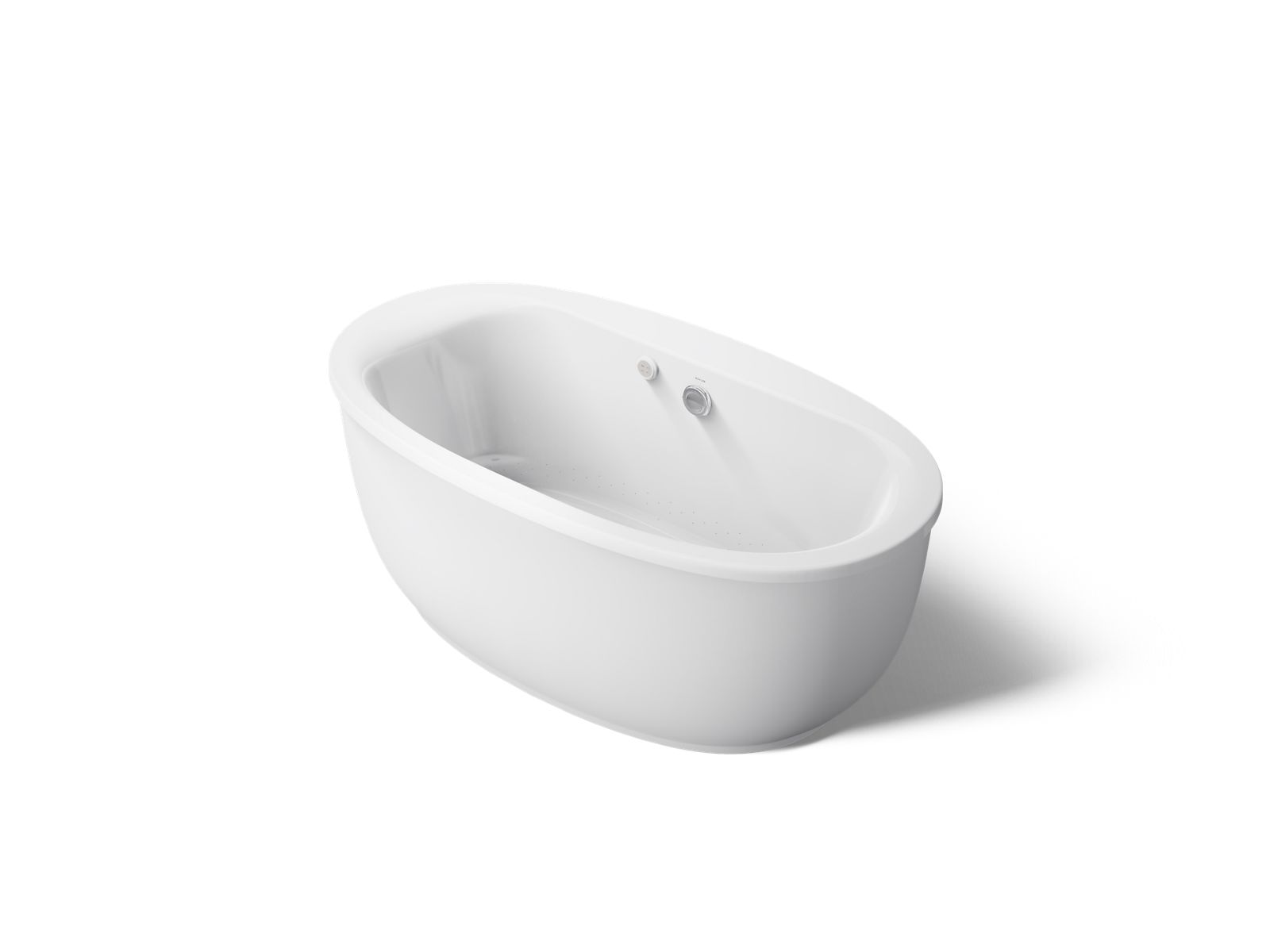 KOHLER K-1967-GH-0 Sunstruck 65-1/2" X 35-1/2" Oval Freestanding Heated Bubblemassage Air Bath With Fluted Shroud - White