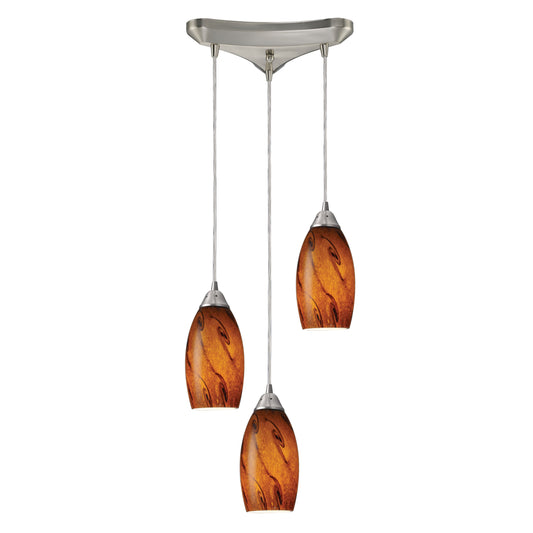 ELK SHOWROOM 20001/3BG Galaxy 10'' Wide 3-Light Pendant - Satin Nickel