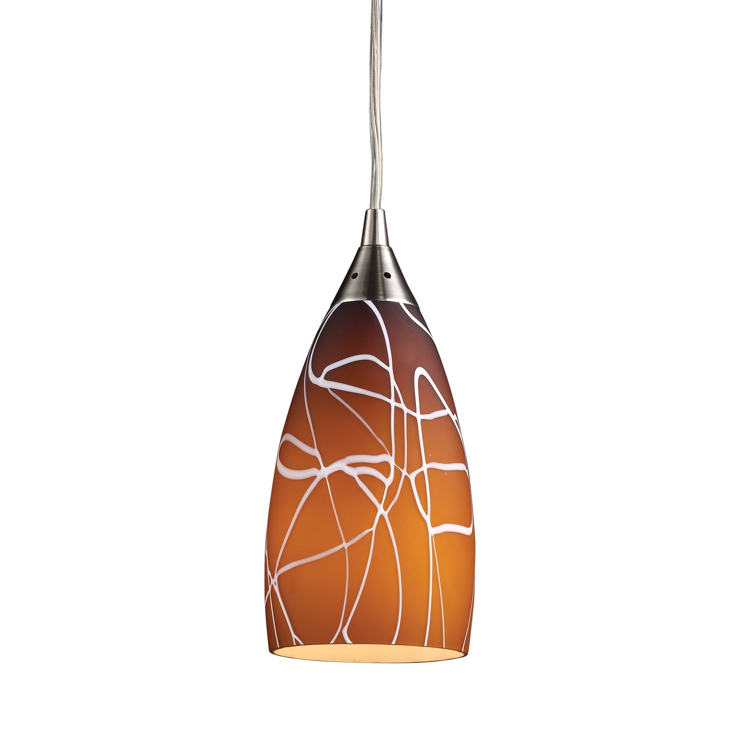 ELK SHOWROOM 20002/1BA Abstraction 1-Light Pendant in Brown and Satin Nickel Finish