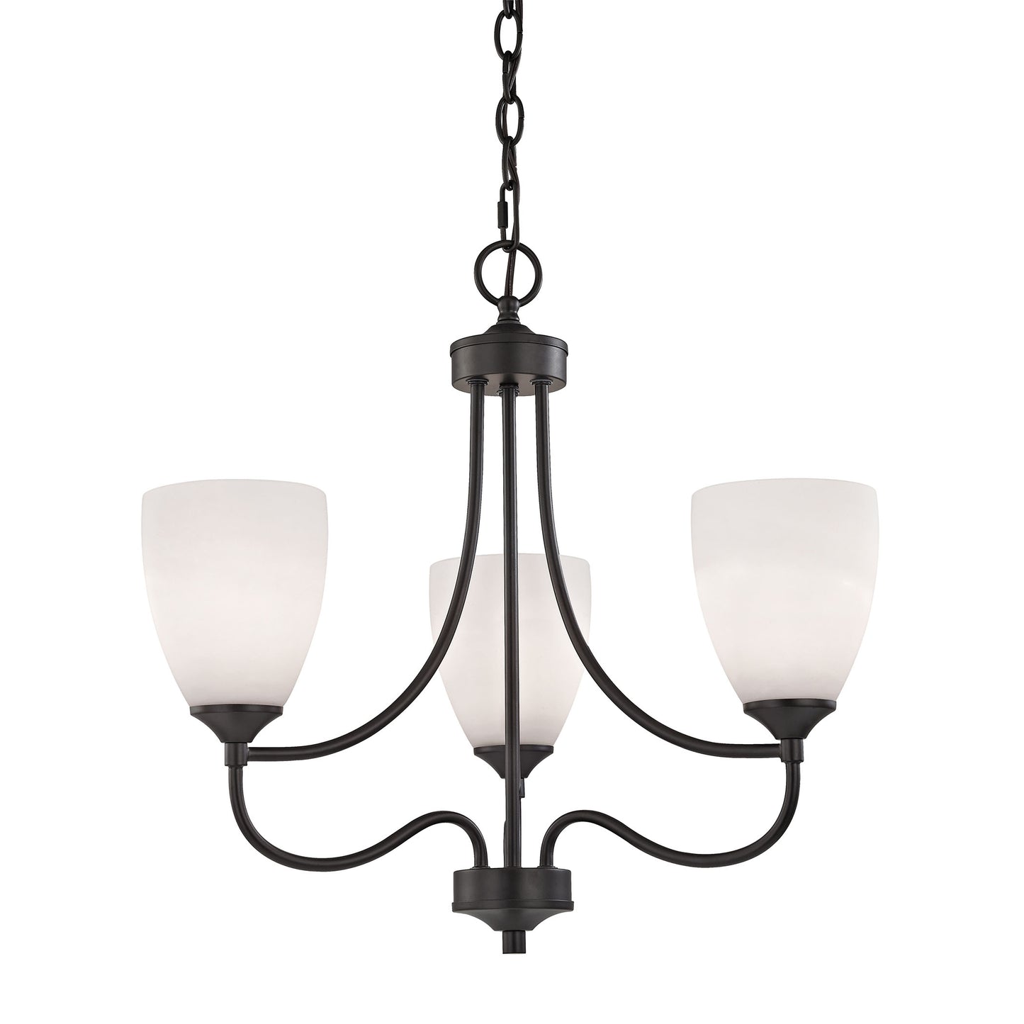 THOMAS 2003CH/10 Arlington 3-Light Chandelier in Oil Rubbed Bronze with White Glass