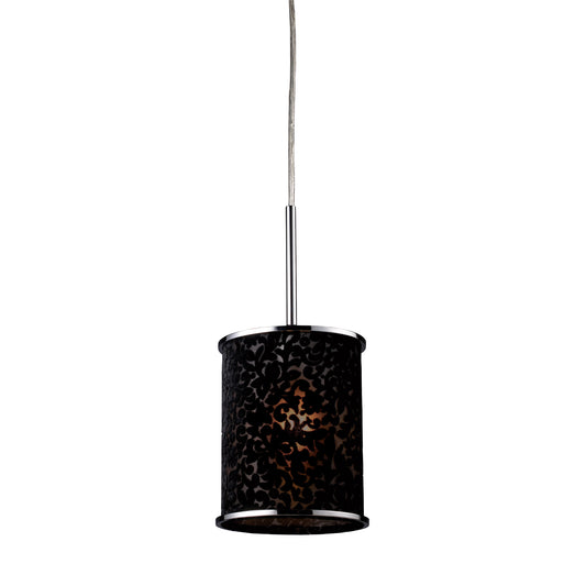 ELK SHOWROOM 20046/1 Fabrique 1-Light Drum Pendant in Polished Chrome and Velvet Black Shade