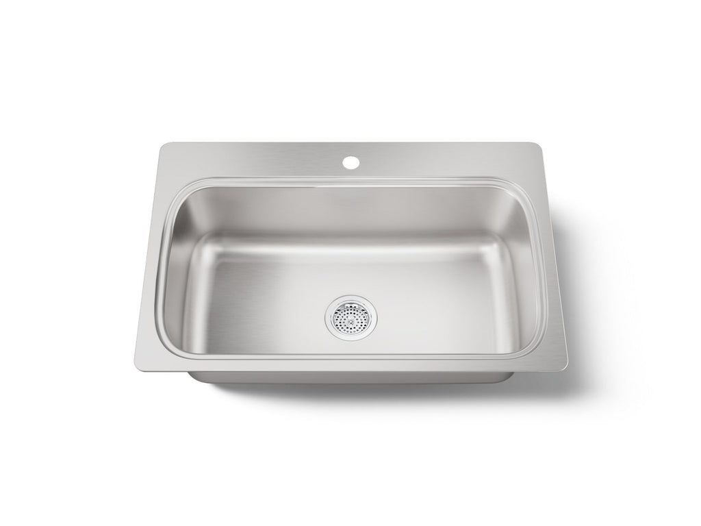 KOHLER K-20060-1-NA Verse 33" Top-Mount Single-Bowl Kitchen Sink - Stainless Steel