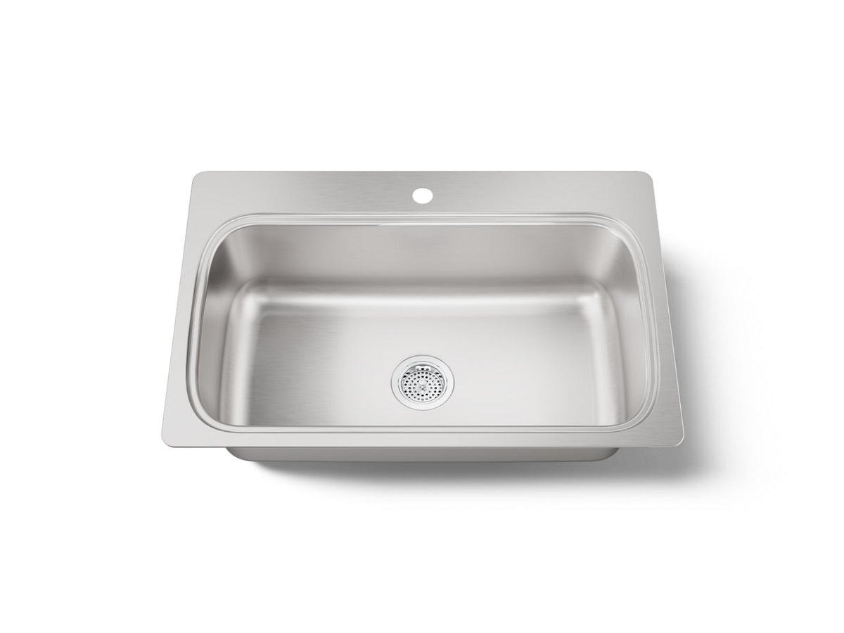 KOHLER K-20060-1-NA Verse 33" Top-Mount Single-Bowl Kitchen Sink - Stainless Steel