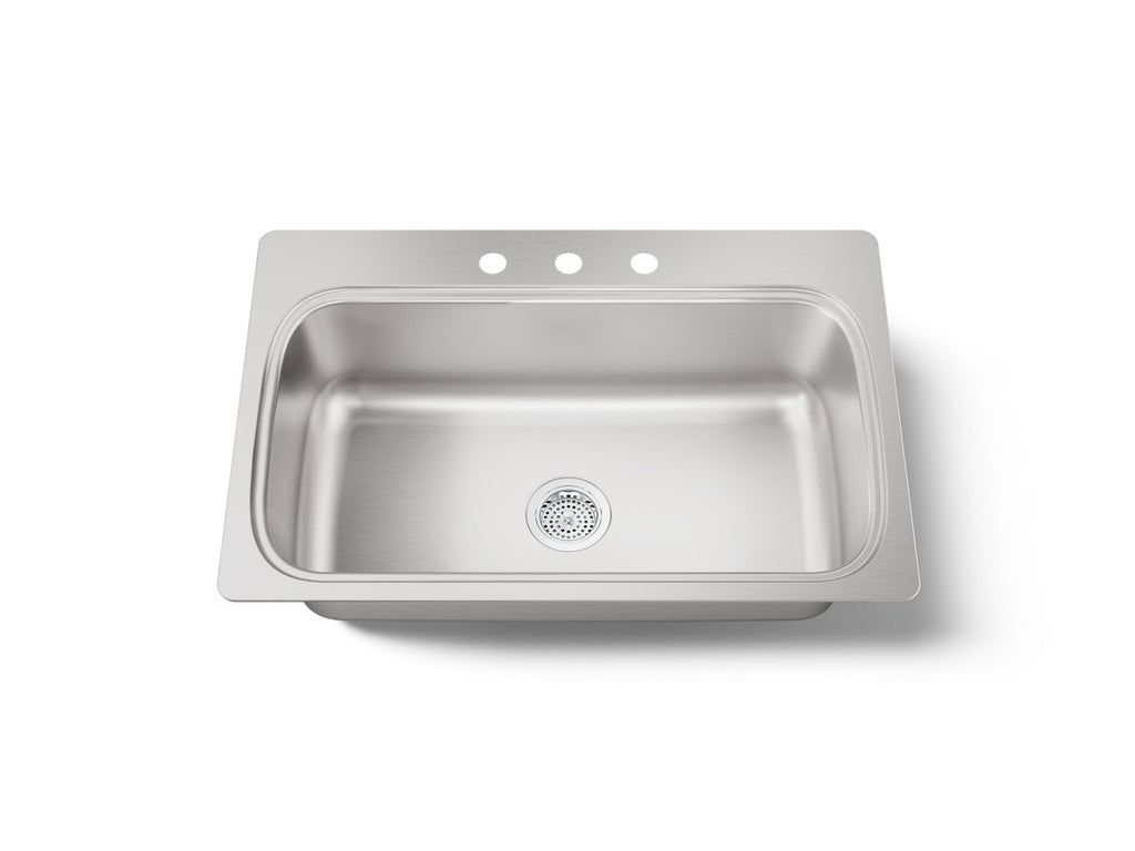 KOHLER K-20060-3-NA Verse 33" Top-Mount Single-Bowl Kitchen Sink - Stainless Steel
