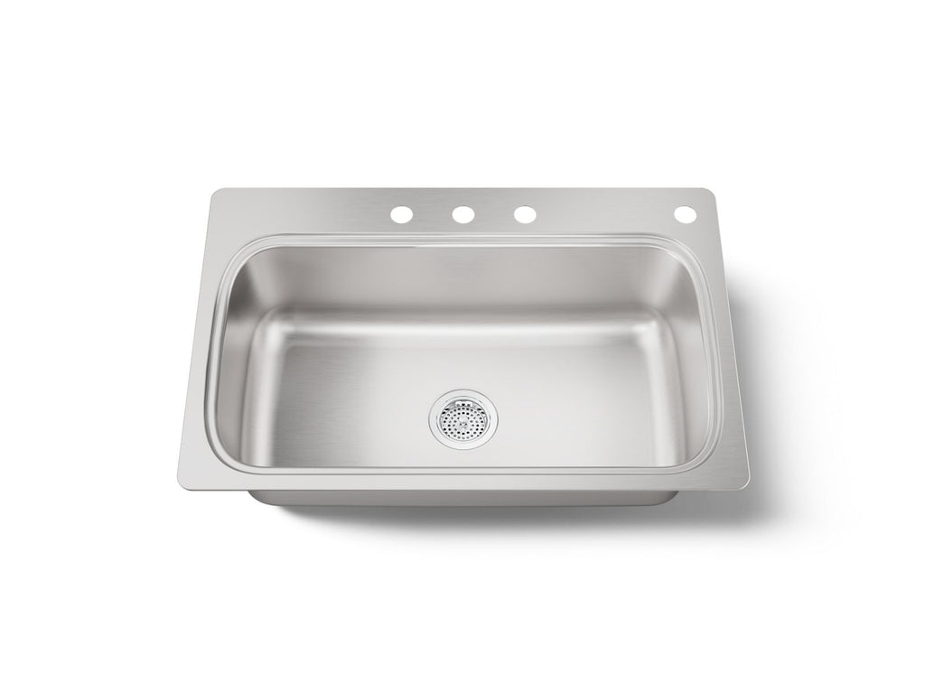 KOHLER K-20060-4-NA Verse 33" Top-Mount Single-Bowl Kitchen Sink - Stainless Steel