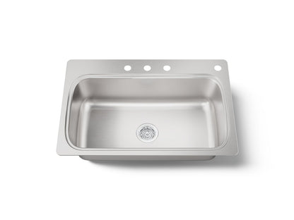 KOHLER K-20060-4-NA Verse 33" top-mount single-bowl kitchen sink - Stainless Steel