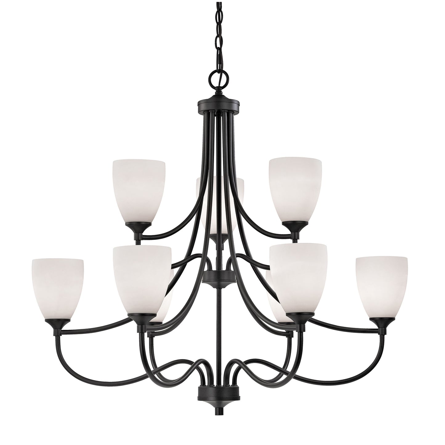 THOMAS 2009CH/10 Arlington 9-Light Chandelier in Oil Rubbed Bronze with White Glass