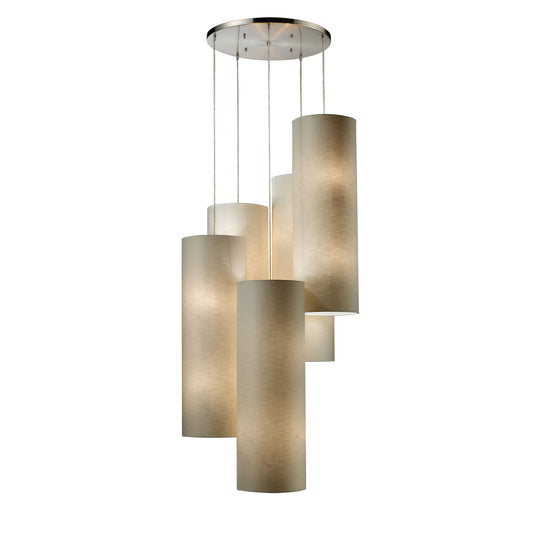 ELK SHOWROOM 20160/20R Fabric Cylinders 33'' Wide 20-Light Pendant - Satin Nickel