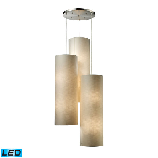 ELK SHOWROOM 20160/12R-LED Fabric Cylinders 28'' Wide 12-Light Pendant - Satin Nickel (LED)