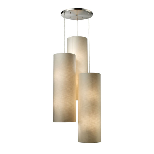 ELK SHOWROOM 20160/12R Fabric Cylinders 28'' Wide 12-Light Pendant - Satin Nickel