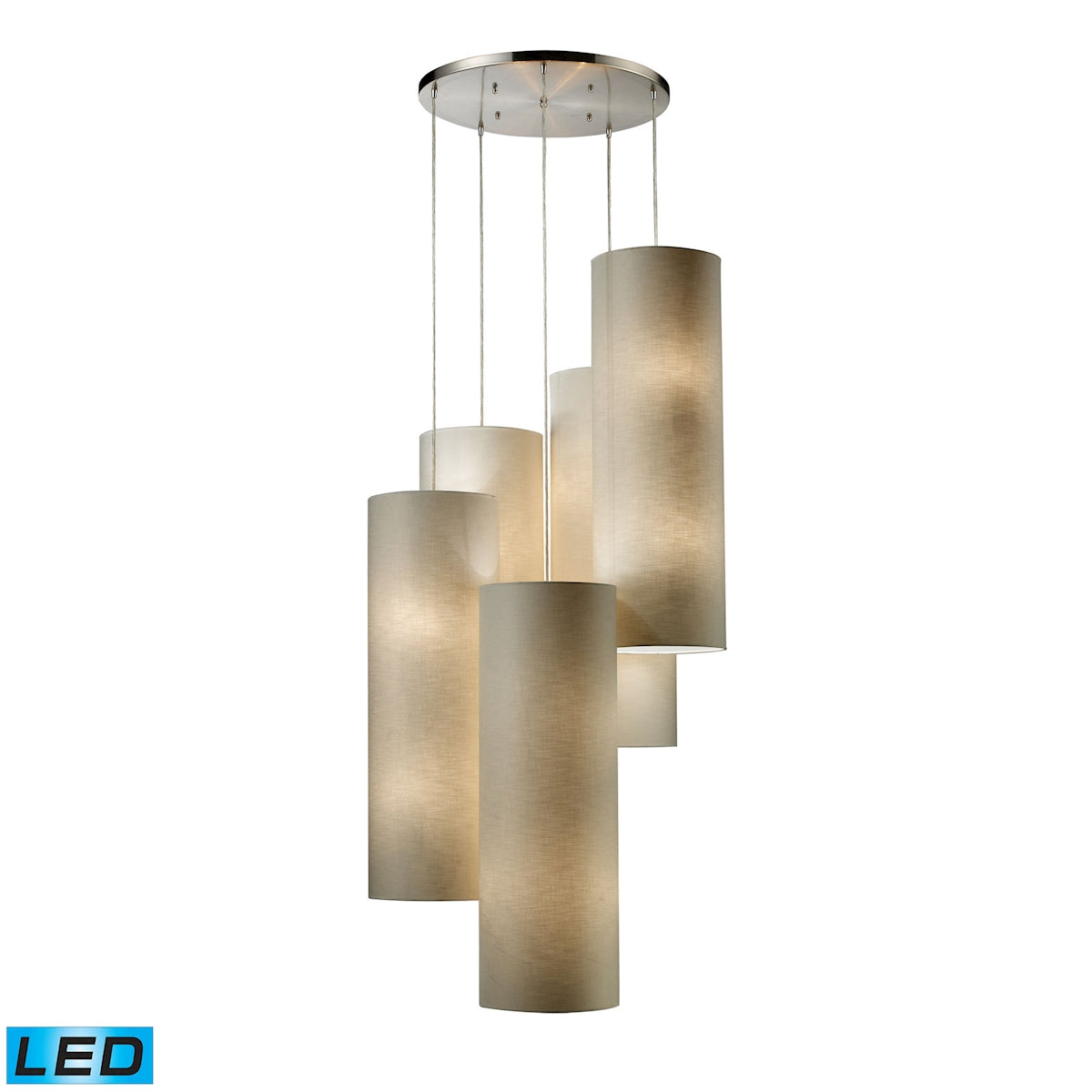 ELK SHOWROOM 20160/20R-LED Fabric Cylinders 33'' Wide 20-Light Pendant - Satin Nickel (LED)