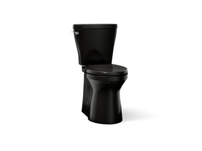 KOHLER K-20197-7 Betello Two-piece elongated toilet with skirted trapway, 1.28 gpf - Black Black