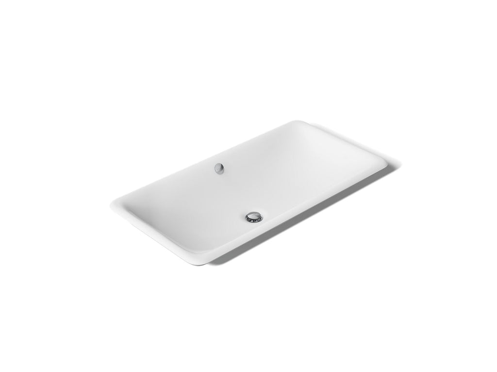 KOHLER K-20212-W-0 Iron Plains 30" Rectangular Drop-In/Undermount/Vessel Bathroom Sink With White Painted Underside - White