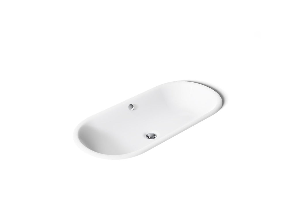 KOHLER K-20213-0 Iron Plains 33" Oval Drop-In/Undermount Bathroom Sink - White