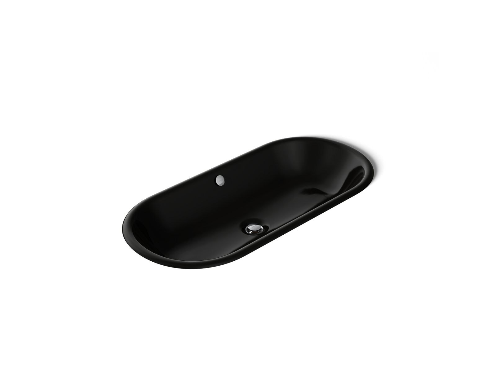 KOHLER K-20213-7 Iron Plains 33" Oval Drop-In/Undermount Bathroom Sink - Black Black