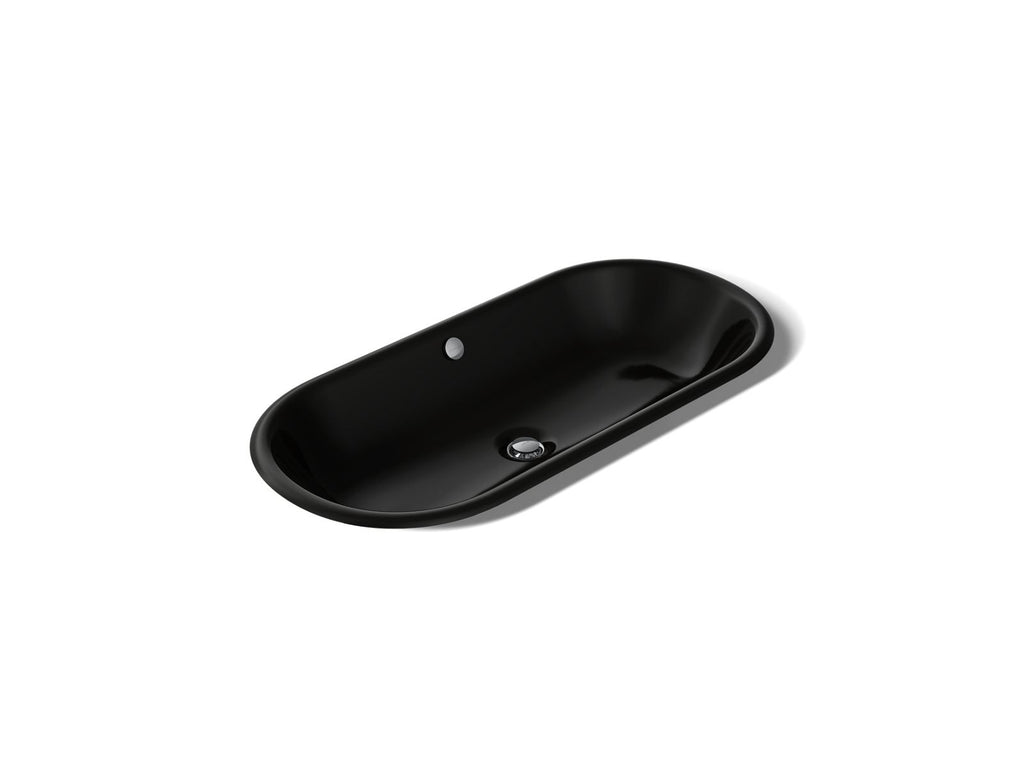 KOHLER K-20213-P5-7 Iron Plains 33" Oval Drop-In/Undermount/Vessel Bathroom Sink With Iron Black Painted Underside - Black Black