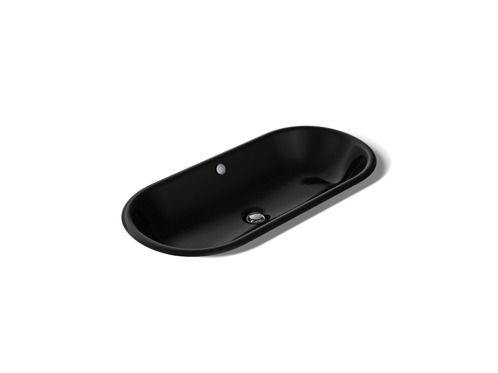 KOHLER K-20213-P5-7 Iron Plains 33" Oval Drop-In/Undermount/Vessel Bathroom Sink With Iron Black Painted Underside - Black Black