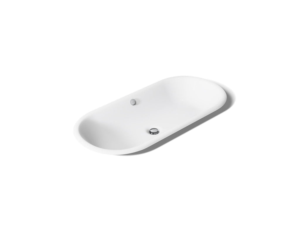 KOHLER K-20213-W-0 Iron Plains 33" Oval Drop-In/Undermount/Vessel Bathroom Sink With White Painted Underside - White