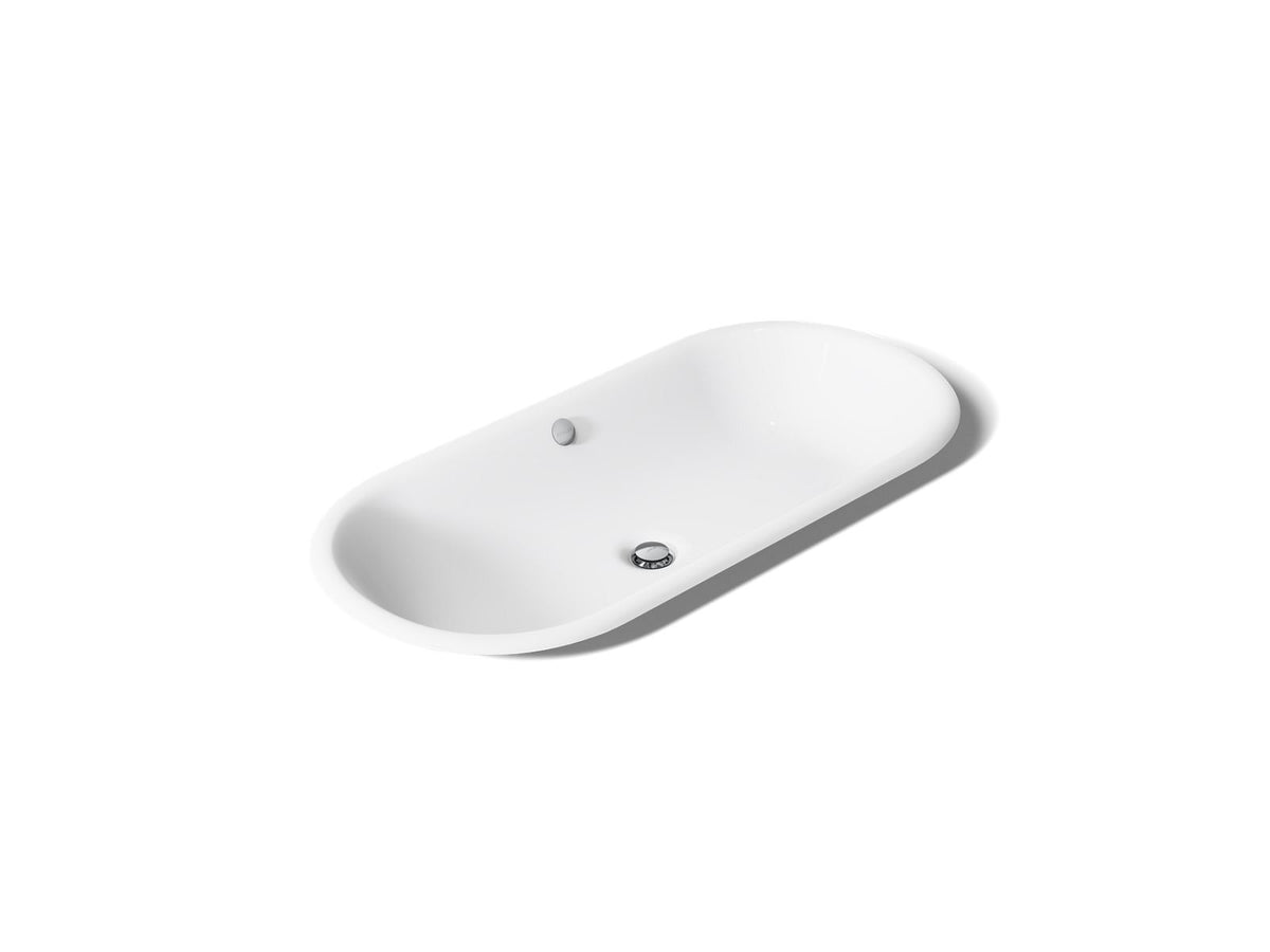 KOHLER K-20213-W-0 Iron Plains 33" Oval Drop-In/Undermount/Vessel Bathroom Sink With White Painted Underside - White