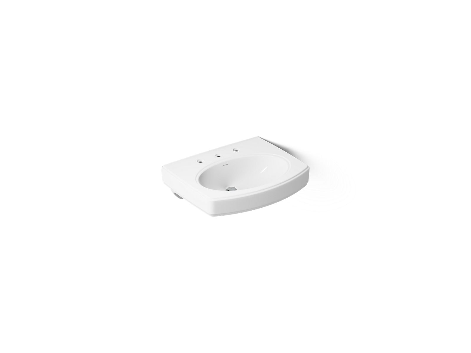 KOHLER K-2028-8-0 Pinoir 22" oval wall-mount bathroom sink - White