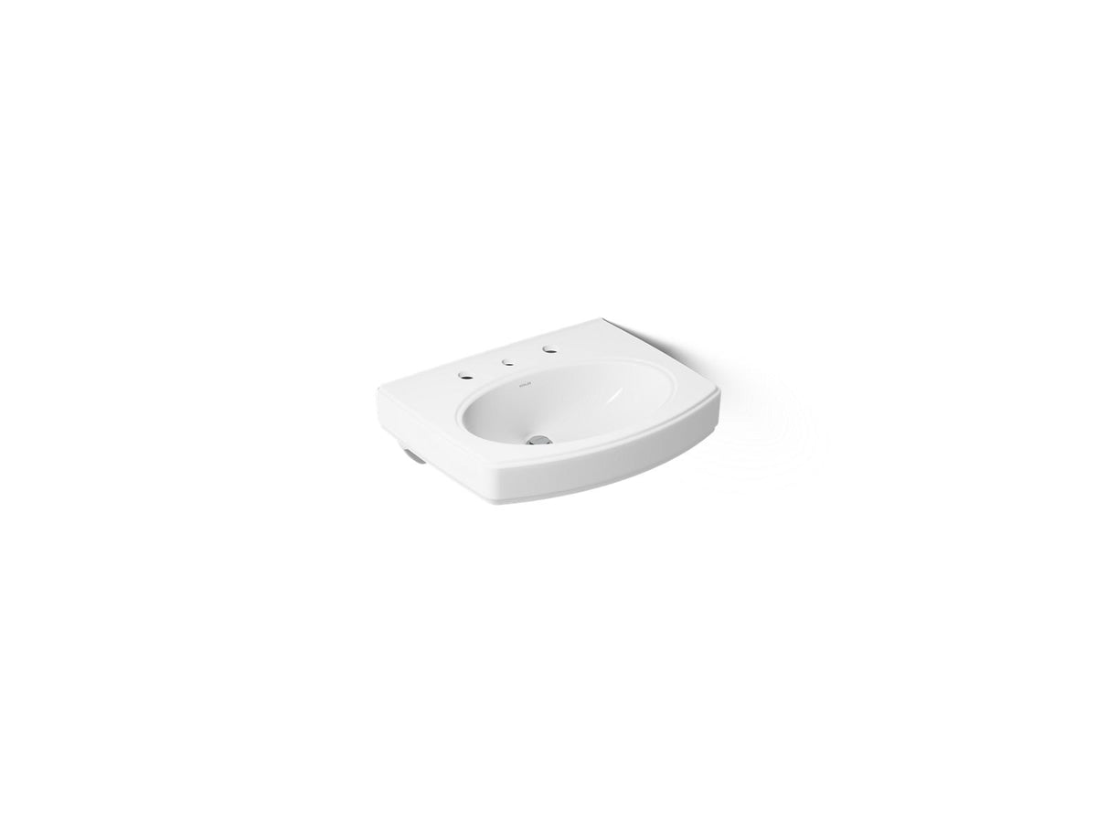 KOHLER K-2028-8-0 Pinoir 22" Oval Wall-Mount Bathroom Sink - White