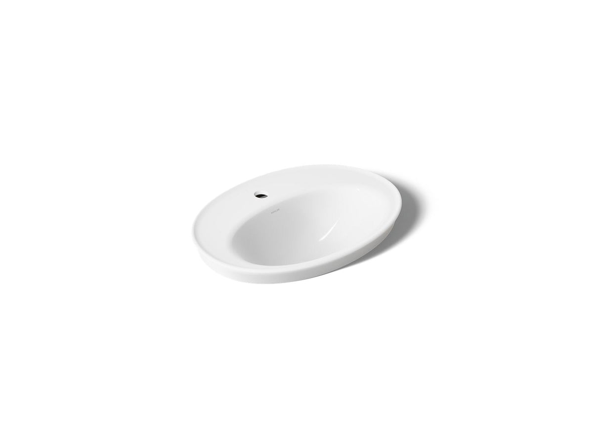 KOHLER K-2075-1-0 Serif 22-1/4" Oval Drop-In Bathroom Sink - White