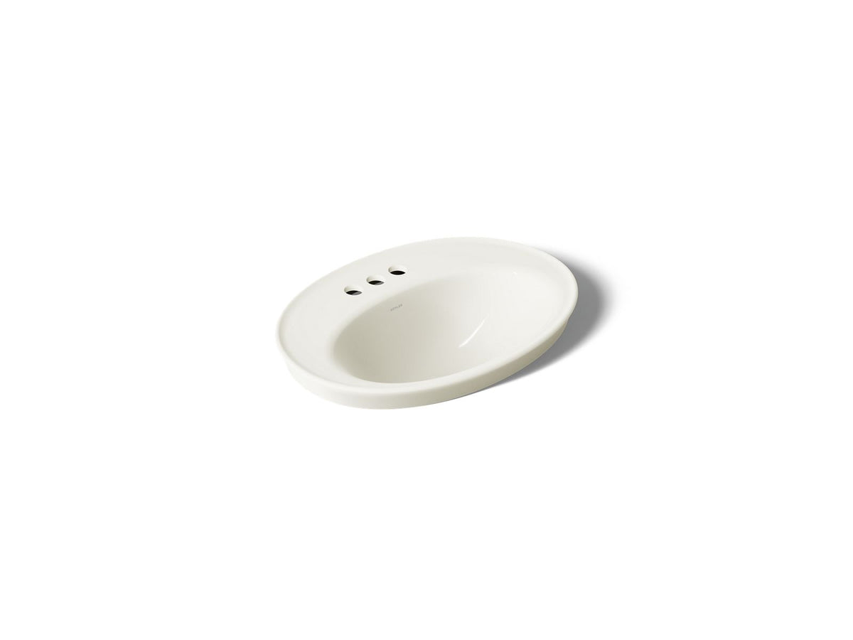 KOHLER K-2075-4-96 Serif 22-1/4" Oval Drop-In Bathroom Sink - Biscuit