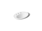 KOHLER K-2075-8-0 Serif 22-1/4" Oval Drop-In Bathroom Sink - White