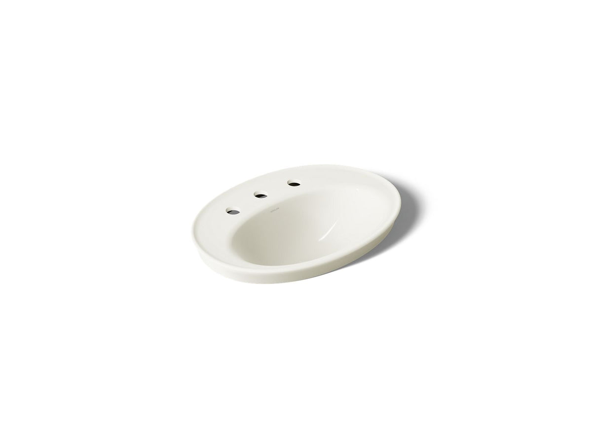 KOHLER K-2075-8-96 Serif 22-1/4" Oval Drop-In Bathroom Sink - Biscuit