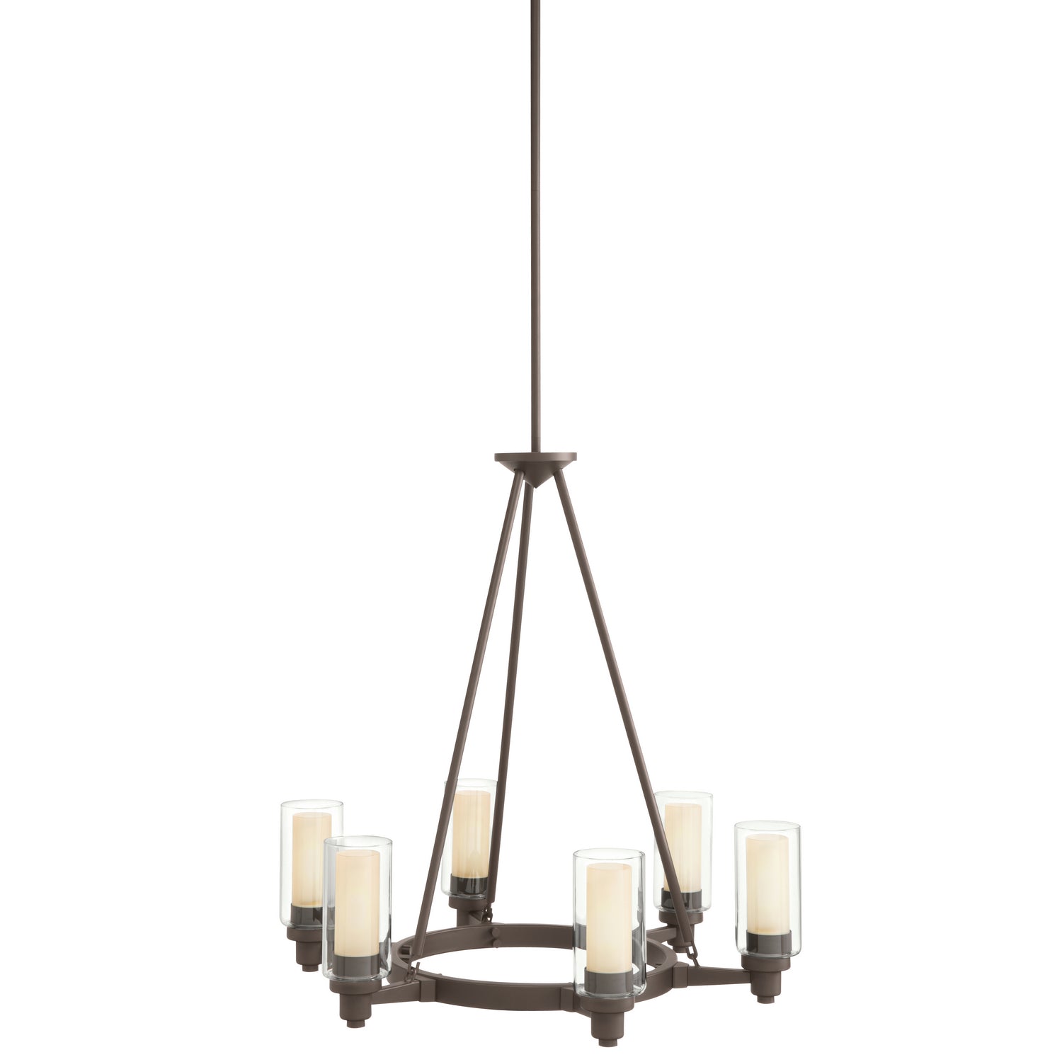 KICHLER 2344OZ Circolo 26.5" 6 Light Round Chandelier with Clear Outer and Umber Etched Inner Cylinders Olde Bronze