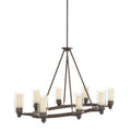 KICHLER 2345OZ Circolo 27" 8 Light Oval Chandelier with Clear Outer and Umber Etched Inner Cylinders in Olde Bronze