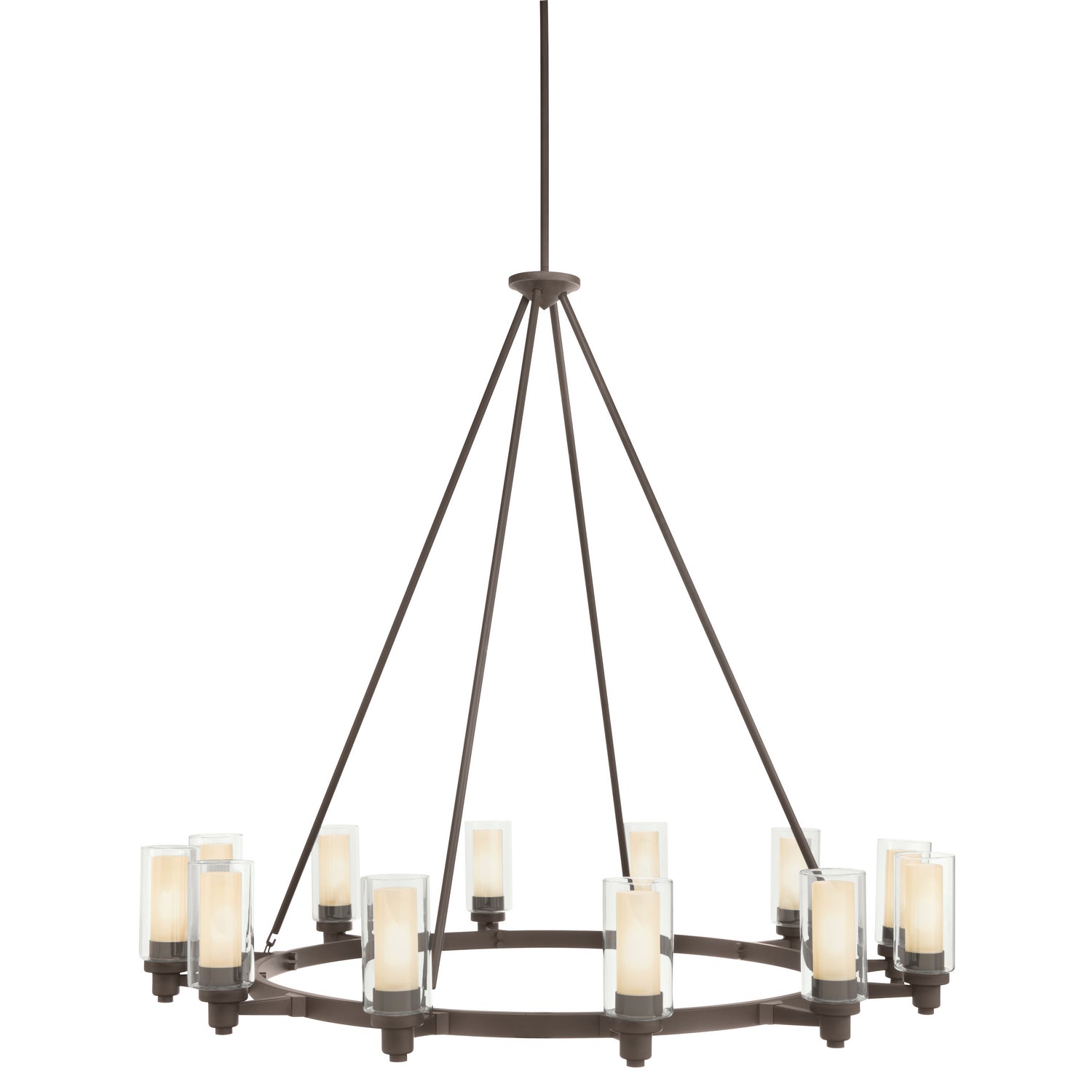 KICHLER 2347OZ Circolo 41" 12 Light Round Chandelier with Clear Outer and Umber Etched Inner Cylinders Olde Bronze